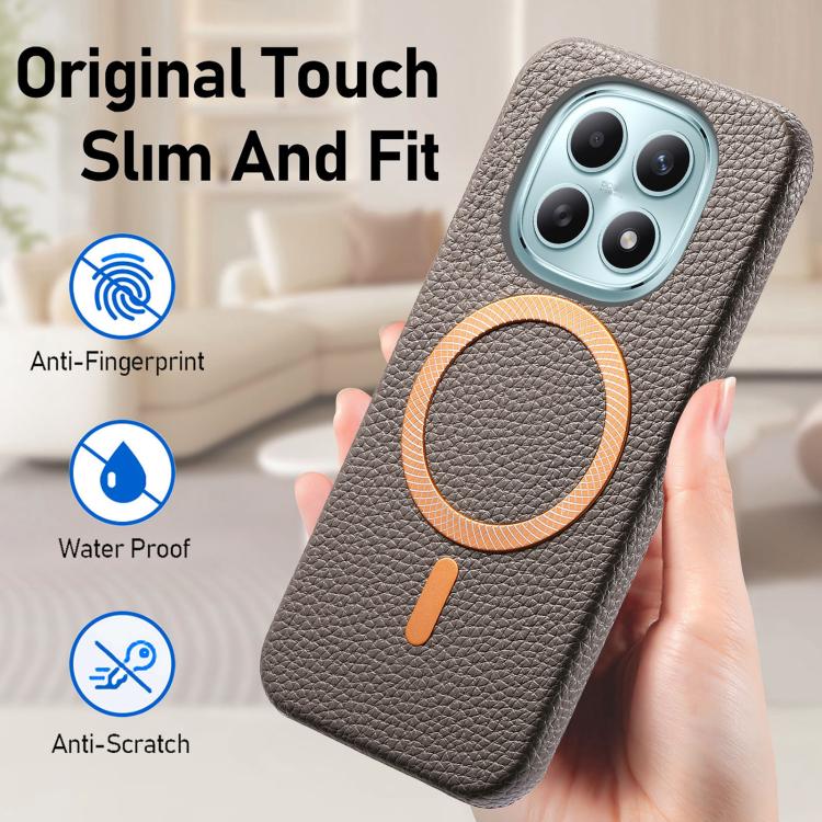 For Redmi Note 15 4G / 5G Global 164mm Litchi Texture Brushed MagSafe PU Back Cover Phone Case