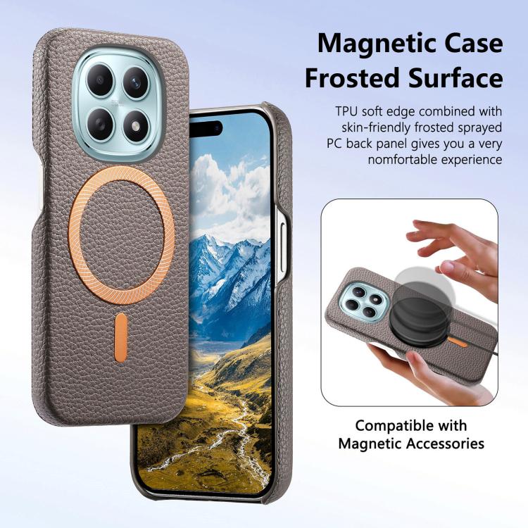 For Redmi Note 15 4G / 5G Global 164mm Litchi Texture Brushed MagSafe PU Back Cover Phone Case