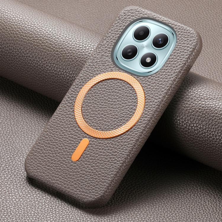 For Redmi Note 15 4G / 5G Global 164mm Litchi Texture Brushed MagSafe PU Back Cover Phone Case