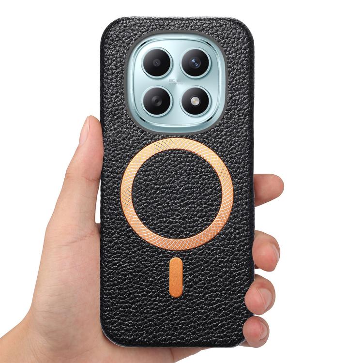 For Redmi Note 15 4G / 5G Global 164mm Litchi Texture Brushed MagSafe PU Back Cover Phone Case