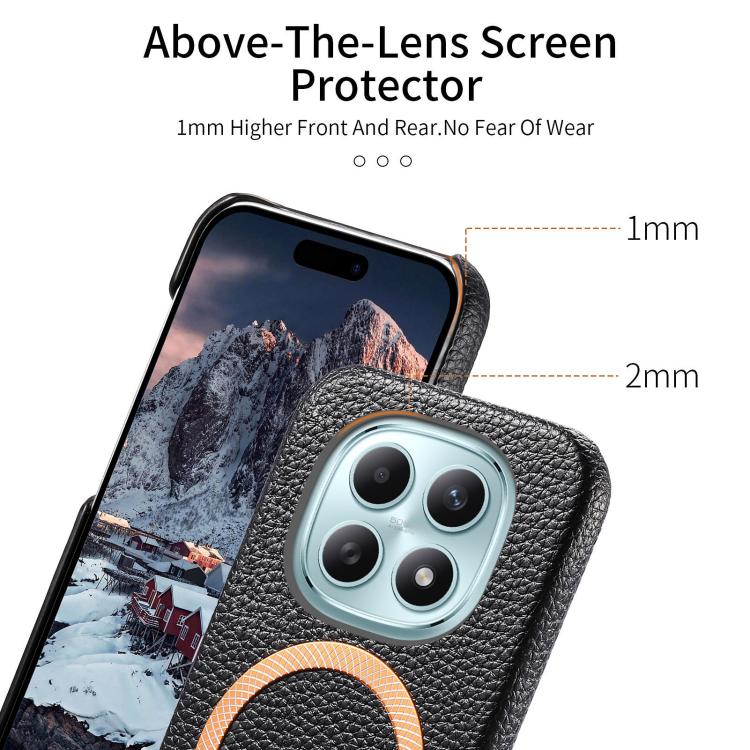 For Redmi Note 15 4G / 5G Global 164mm Litchi Texture Brushed MagSafe PU Back Cover Phone Case