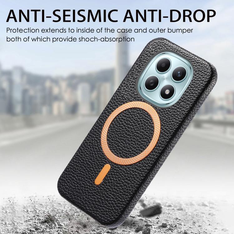 For Redmi Note 15 4G / 5G Global 164mm Litchi Texture Brushed MagSafe PU Back Cover Phone Case