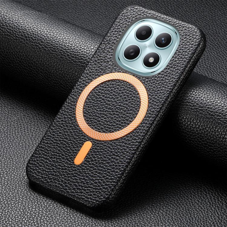 For Redmi Note 15 4G / 5G Global 164mm Litchi Texture Brushed MagSafe PU Back Cover Phone Case