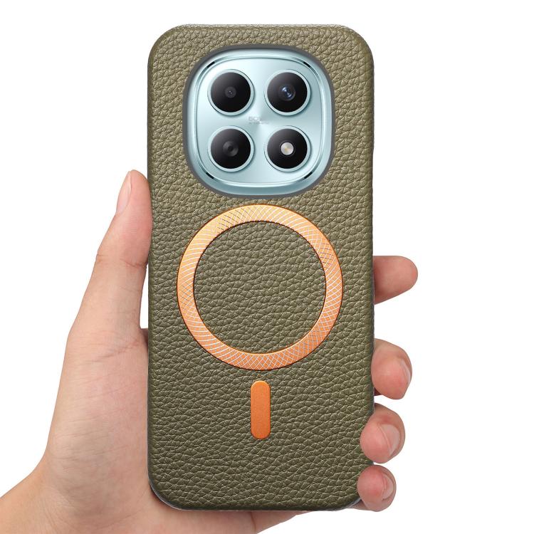 For Redmi Note 15 4G / 5G Global 164mm Litchi Texture Brushed MagSafe PU Back Cover Phone Case