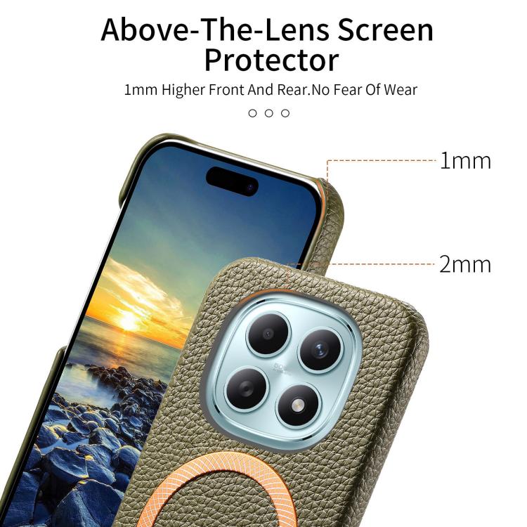 For Redmi Note 15 4G / 5G Global 164mm Litchi Texture Brushed MagSafe PU Back Cover Phone Case