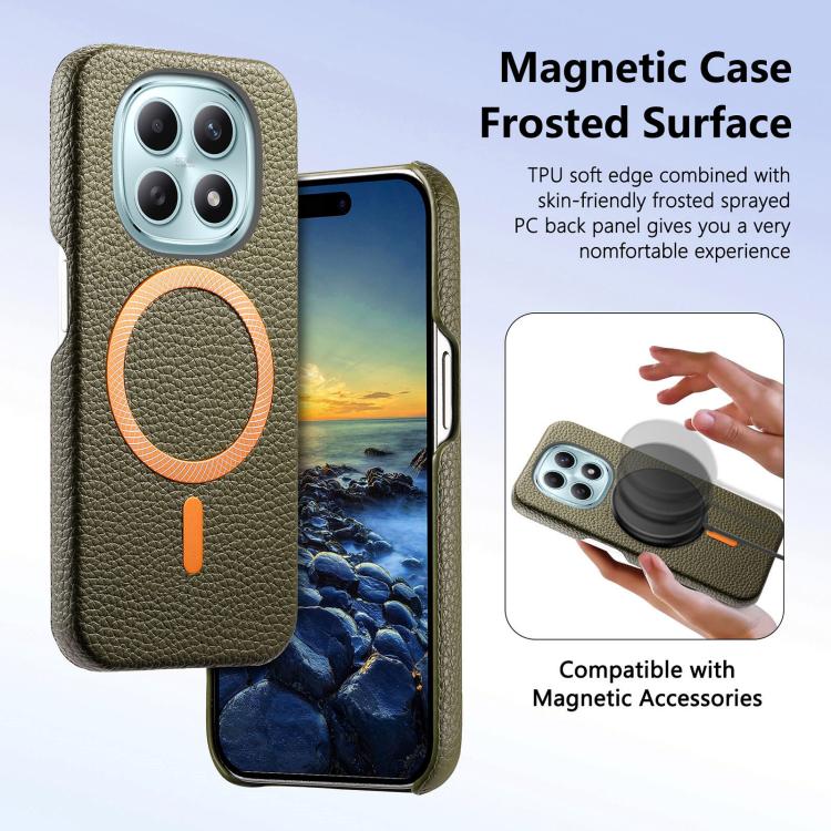 For Redmi Note 15 4G / 5G Global 164mm Litchi Texture Brushed MagSafe PU Back Cover Phone Case