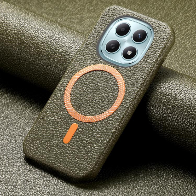 For Redmi Note 15 4G / 5G Global 164mm Litchi Texture Brushed MagSafe PU Back Cover Phone Case