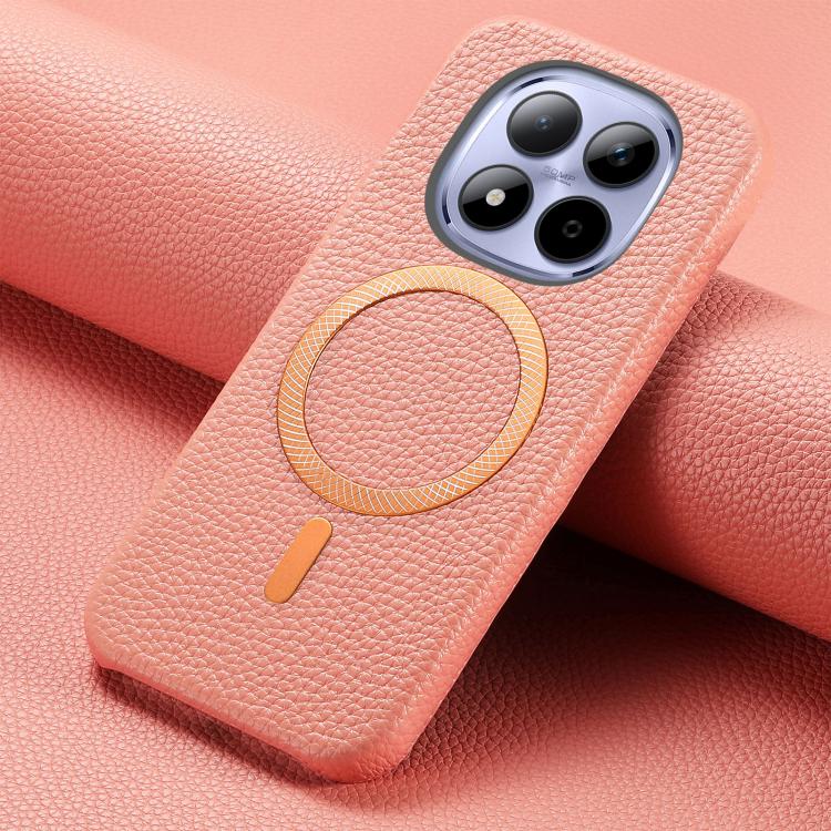 For Redmi Note 15 Pro Global 163.6mm Litchi Texture Brushed MagSafe PU Back Cover Phone Case