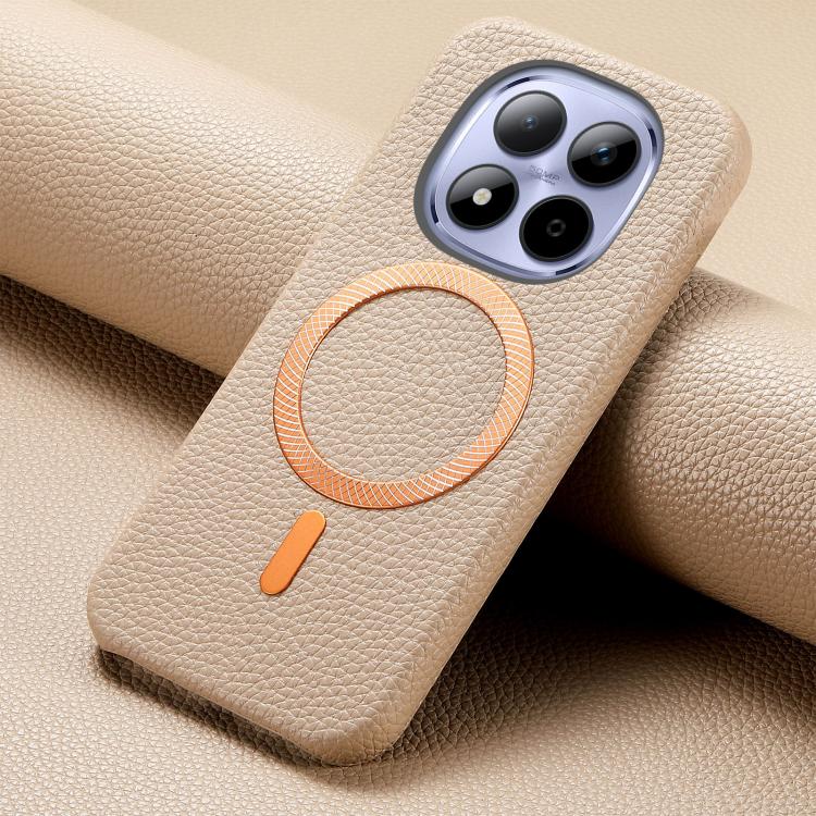 For Redmi Note 15 Pro Global 163.6mm Litchi Texture Brushed MagSafe PU Back Cover Phone Case
