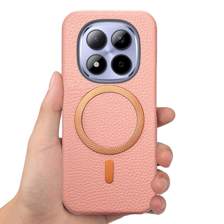 For Redmi Note 15 Pro+ Global 163.3mm Litchi Texture Brushed MagSafe PU Back Cover Phone Case