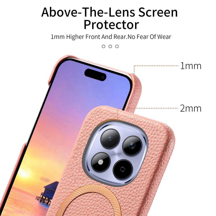 For Redmi Note 15 Pro+ Global 163.3mm Litchi Texture Brushed MagSafe PU Back Cover Phone Case