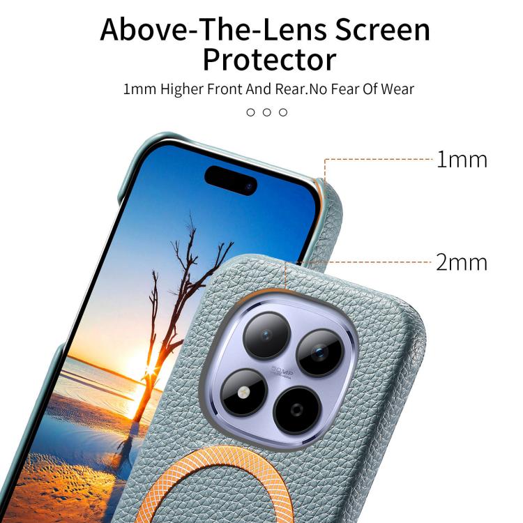 For Redmi Note 15 Pro+ Global 163.3mm Litchi Texture Brushed MagSafe PU Back Cover Phone Case