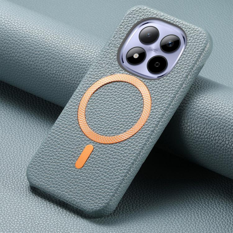 For Redmi Note 15 Pro+ Global 163.3mm Litchi Texture Brushed MagSafe PU Back Cover Phone Case