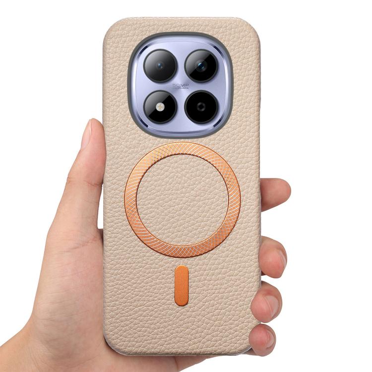 For Redmi Note 15 Pro+ Global 163.3mm Litchi Texture Brushed MagSafe PU Back Cover Phone Case
