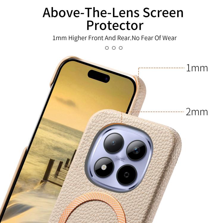 For Redmi Note 15 Pro+ Global 163.3mm Litchi Texture Brushed MagSafe PU Back Cover Phone Case