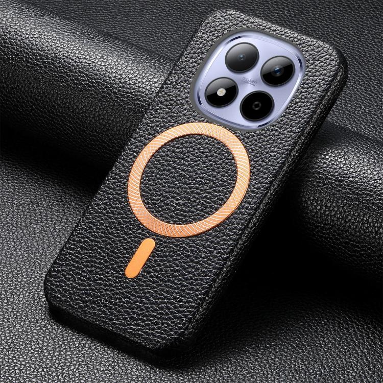 For Redmi Note 15 Pro+ Global 163.3mm Litchi Texture Brushed MagSafe PU Back Cover Phone Case