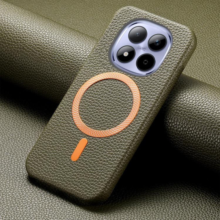 For Redmi Note 15 Pro+ Global 163.3mm Litchi Texture Brushed MagSafe PU Back Cover Phone Case