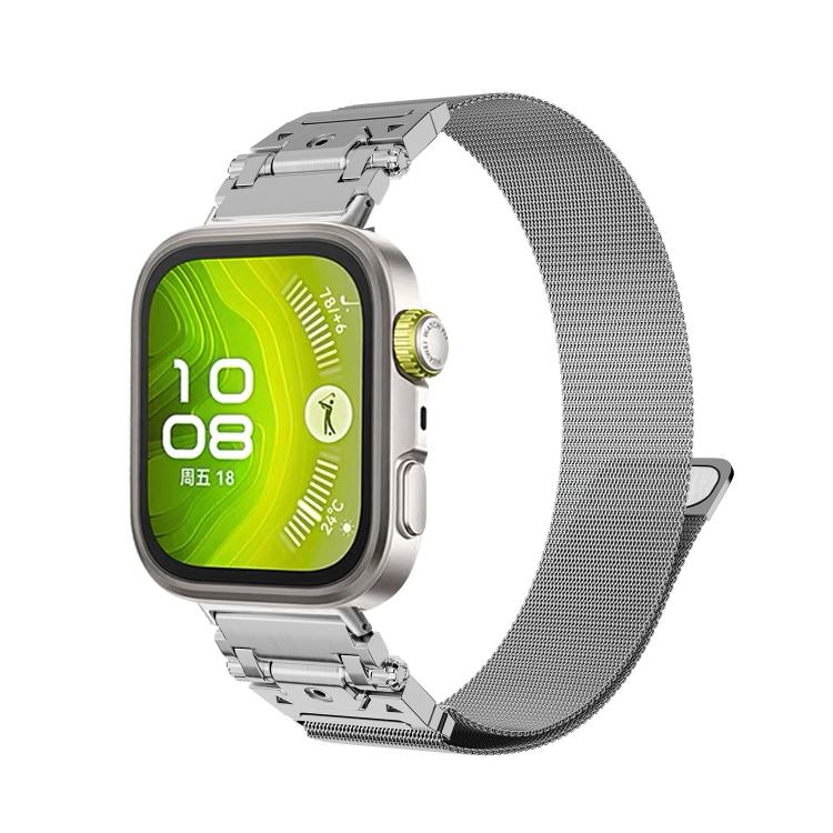 For Huawei Watch Fit 5 / Fit 5 Pro / Fit 4 Titan Head Connector Milanese Magnetic Stainless Steel Watch Band