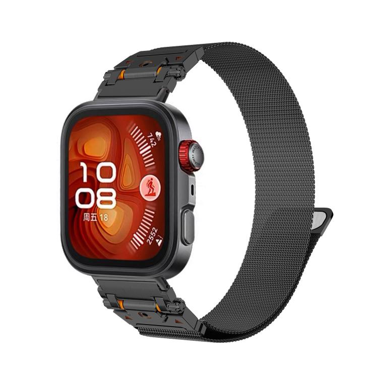 For Huawei Watch Fit 5 / Fit 5 Pro / Fit 4 Titan Head Connector Milanese Magnetic Stainless Steel Watch Band