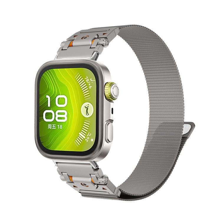 For Huawei Watch Fit 5 / Fit 5 Pro / Fit 4 Titan Head Connector Milanese Magnetic Stainless Steel Watch Band