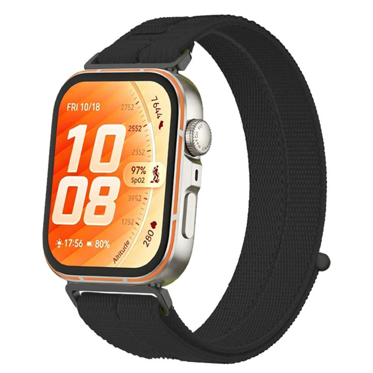 For Huawei Watch Fit 5 / Fit 5 Pro / Fit 4 Feather Yarn Stitched Nylon Loop Metal Interface Watch Band