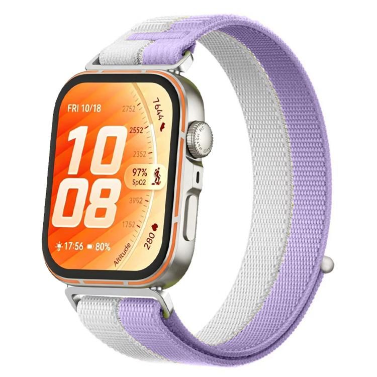 For Huawei Watch Fit 5 / Fit 5 Pro / Fit 4 Feather Yarn Stitched Nylon Loop Metal Interface Watch Band
