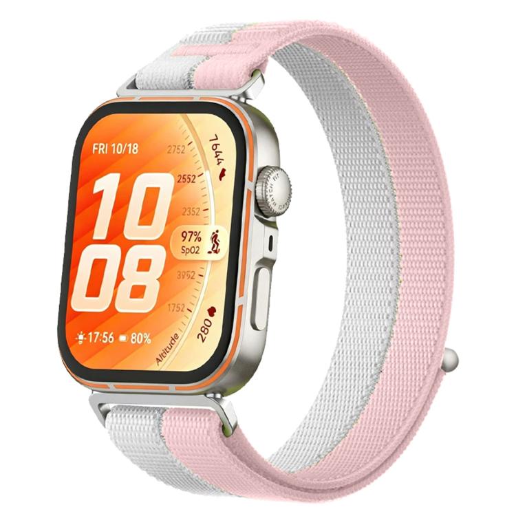 For Huawei Watch Fit 5 / Fit 5 Pro / Fit 4 Feather Yarn Stitched Nylon Loop Metal Interface Watch Band