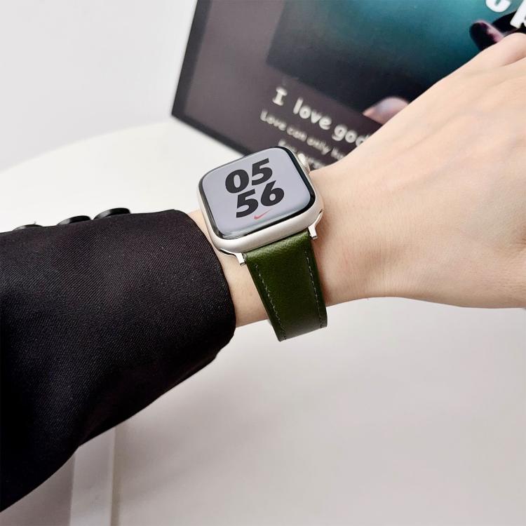 For Apple Watch 42mm / 41mm / 40mm / 38mm Double G Magnetic Buckle Genuine Leather Watch Band
