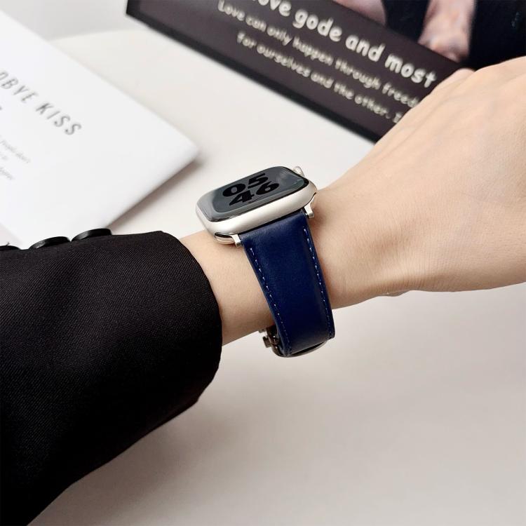 For Apple Watch 42mm / 41mm / 40mm / 38mm Double G Magnetic Buckle Genuine Leather Watch Band