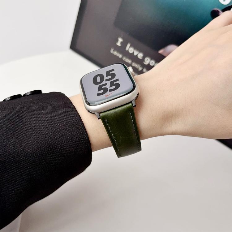 For Apple Watch 42mm / 41mm / 40mm / 38mm Double G Magnetic Buckle Genuine Leather Watch Band