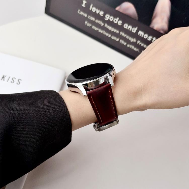 18mm Double G Magnetic Buckle Genuine Leather Watch Band