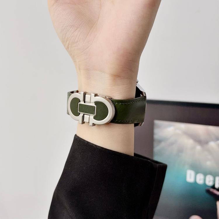 18mm Double G Magnetic Buckle Genuine Leather Watch Band