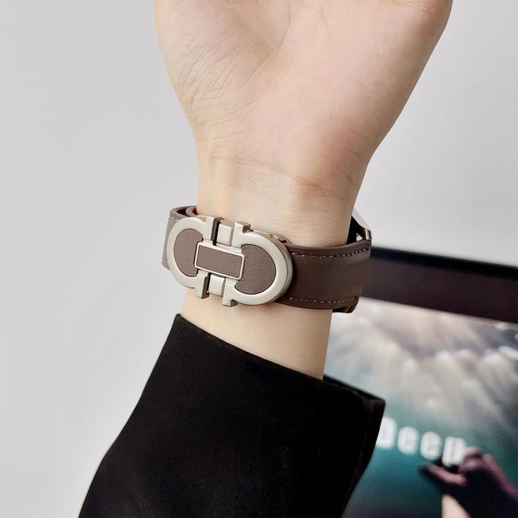18mm Double G Magnetic Buckle Genuine Leather Watch Band