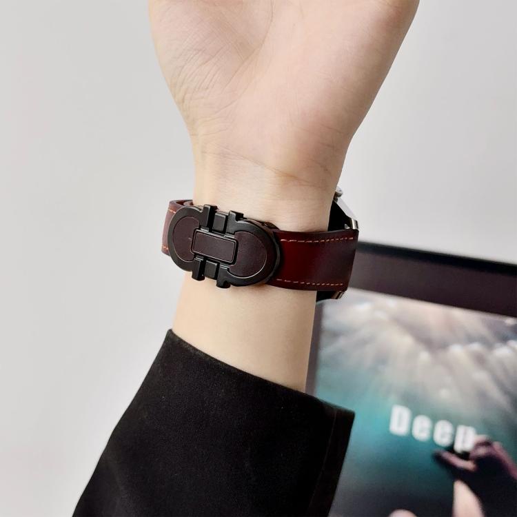 18mm Double G Magnetic Buckle Genuine Leather Watch Band