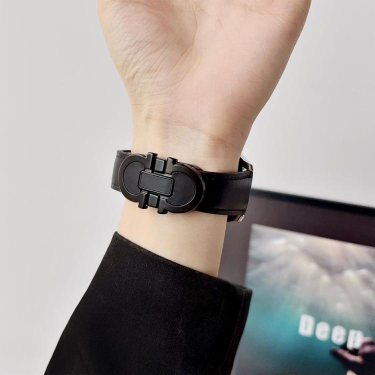 18mm Double G Magnetic Buckle Genuine Leather Watch Band
