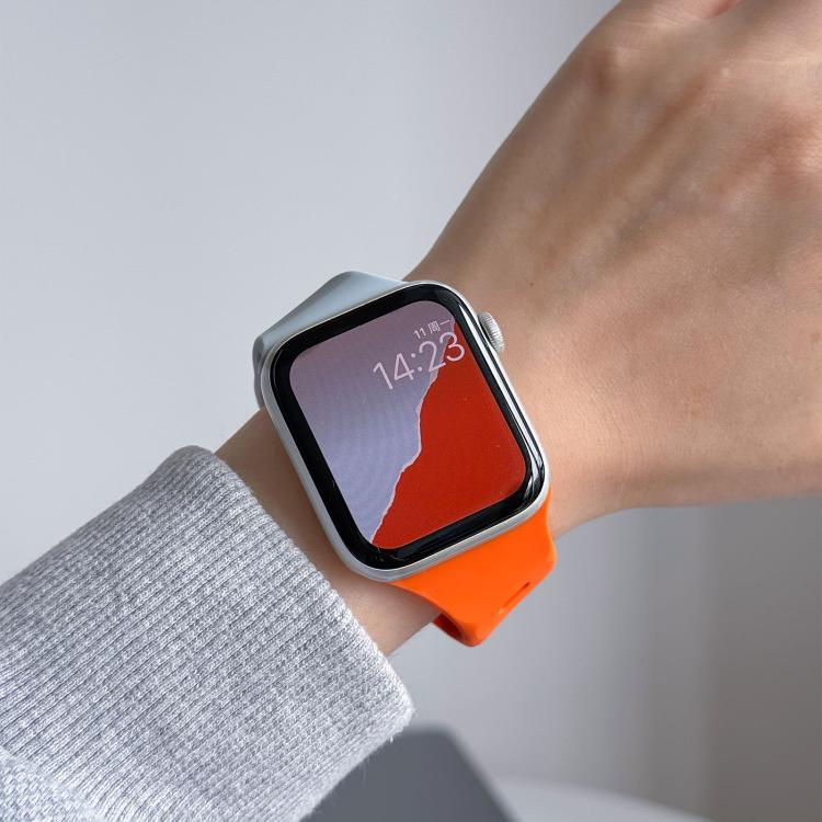 For Apple Watch 46mm / 49mm / 45mm / 44mm Irregular Twill Reverse Nail Buckle Silicone Watch Band
