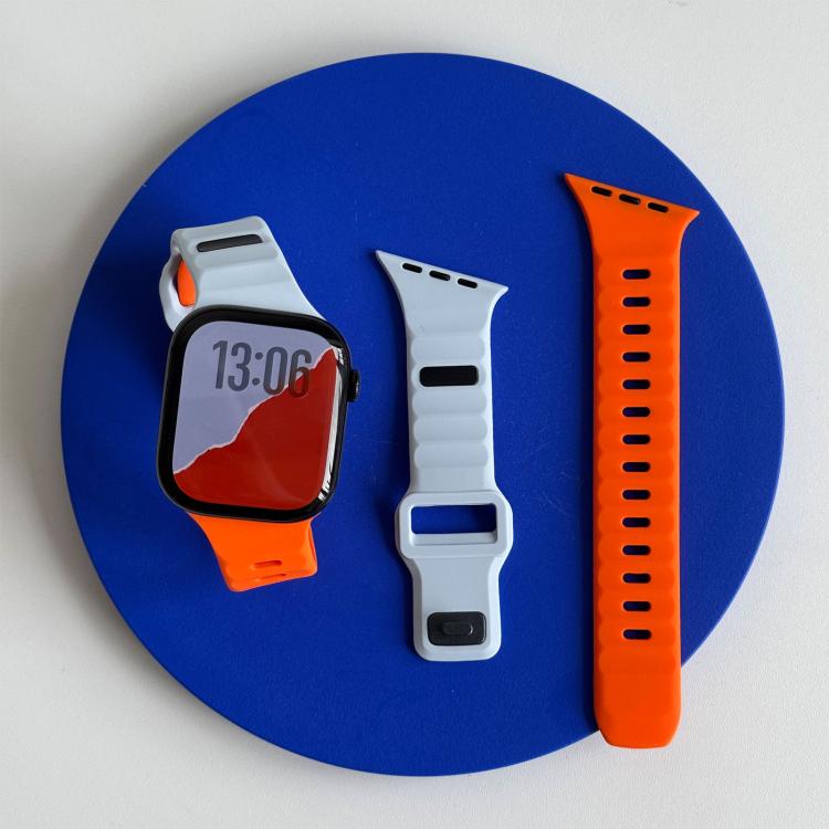 For Apple Watch 46mm / 49mm / 45mm / 44mm Irregular Twill Reverse Nail Buckle Silicone Watch Band