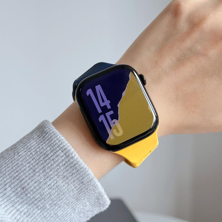 For Apple Watch 46mm / 49mm / 45mm / 44mm Irregular Twill Reverse Nail Buckle Silicone Watch Band