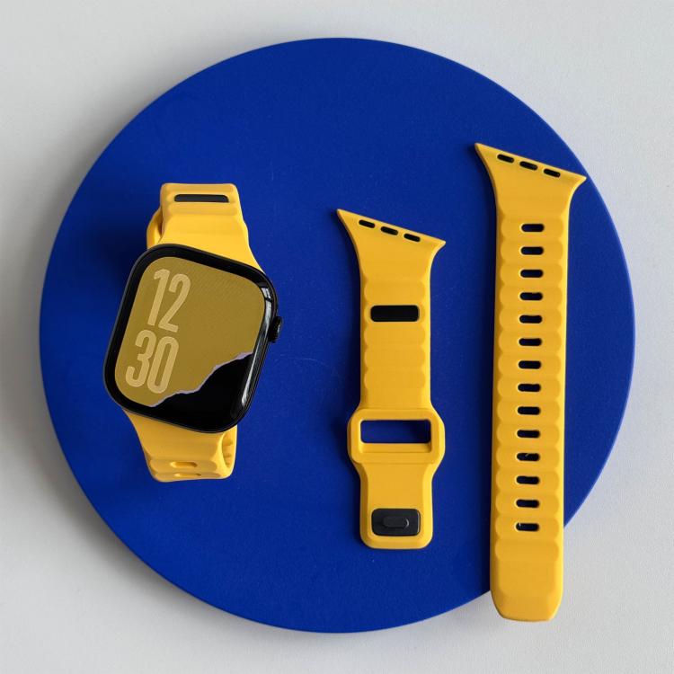 For Apple Watch 46mm / 49mm / 45mm / 44mm Irregular Twill Reverse Nail Buckle Silicone Watch Band