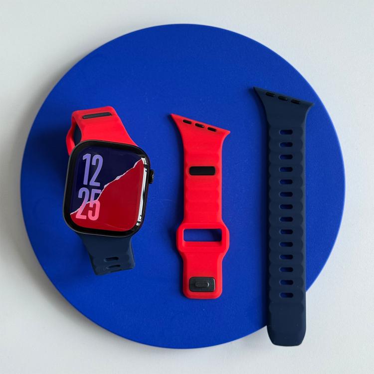 For Apple Watch 42mm / 41mm / 40mm / 38mm Irregular Twill Reverse Nail Buckle Silicone Watch Band