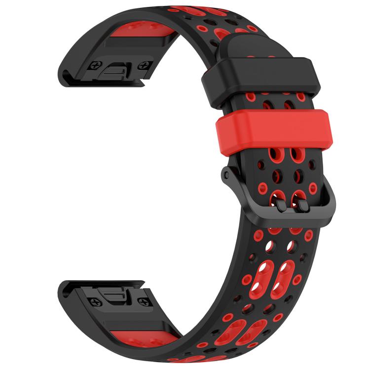 For Garmin 26mm Two Color Dual Pin Buckle Breathable Silicone Watch Band