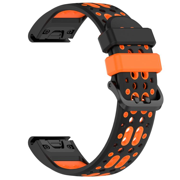 For Garmin 26mm Two Color Dual Pin Buckle Breathable Silicone Watch Band
