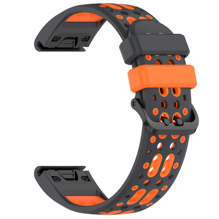 For Garmin 26mm Two Color Dual Pin Buckle Breathable Silicone Watch Band