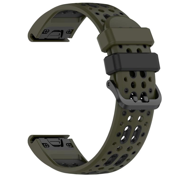 For Garmin 26mm Two Color Dual Pin Buckle Breathable Silicone Watch Band