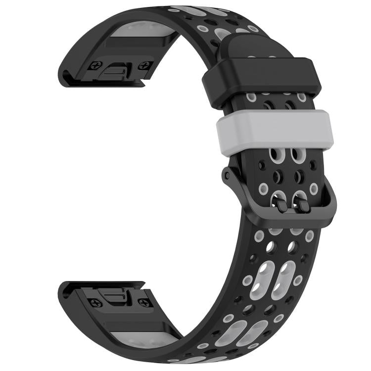 For Garmin 26mm Two Color Dual Pin Buckle Breathable Silicone Watch Band