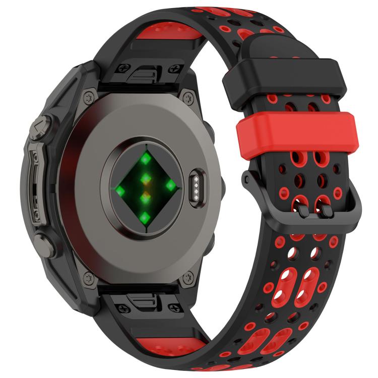 For Garmin 22mm Two Color Dual Pin Buckle Breathable Silicone Watch Band