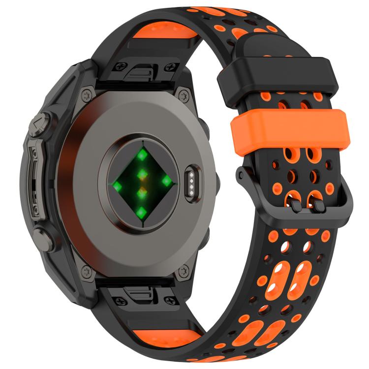 For Garmin 22mm Two Color Dual Pin Buckle Breathable Silicone Watch Band
