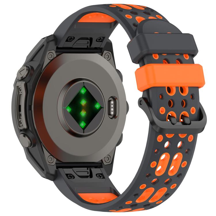 For Garmin 22mm Two Color Dual Pin Buckle Breathable Silicone Watch Band