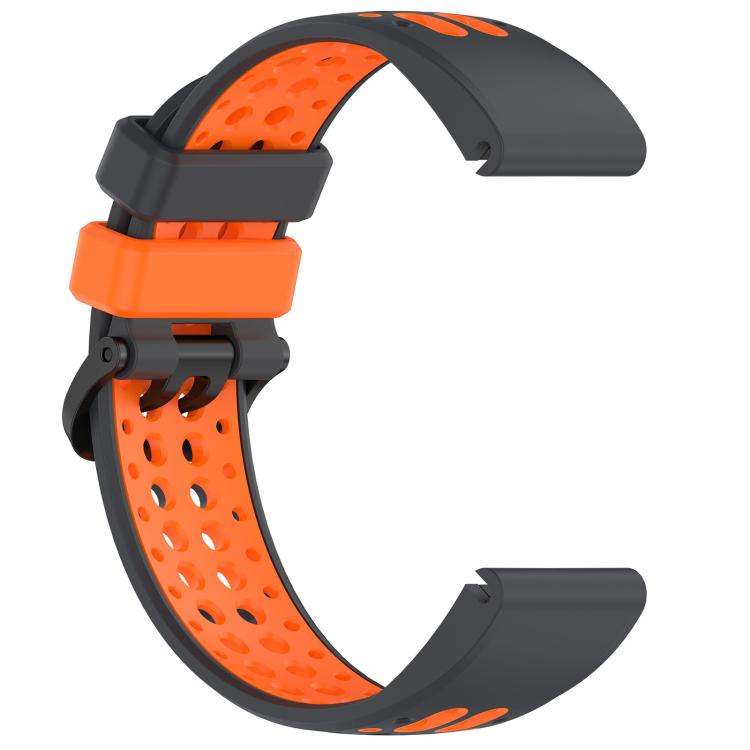 For Garmin 22mm Two Color Dual Pin Buckle Breathable Silicone Watch Band