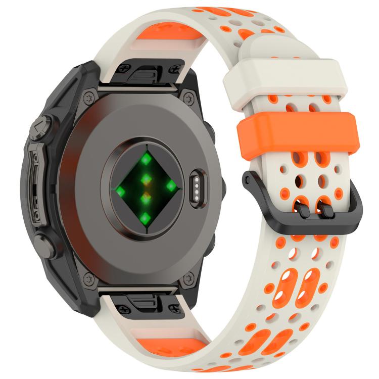 For Garmin 22mm Two Color Dual Pin Buckle Breathable Silicone Watch Band